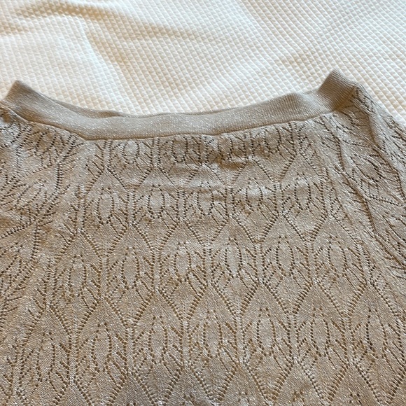 Adrienne Vittadini sparky silver sweater skirt with slight handkerchief hem. - Picture 3 of 9